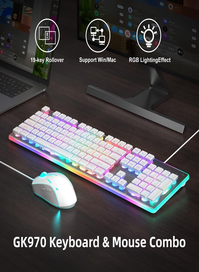 Camiysn Gaming Keyboard and Mouse, White 104 Keys RGB and 6 Speed RGB Mouse Combo, Pudding Keycaps Silent Computer Keyboard for Computer/PC/Laptop/Mac/Windows/Office - Image 4