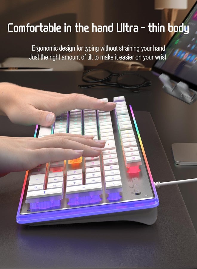 Camiysn Gaming Keyboard and Mouse, White 104 Keys RGB and 6 Speed RGB Mouse Combo, Pudding Keycaps Silent Computer Keyboard for Computer/PC/Laptop/Mac/Windows/Office - Image 5