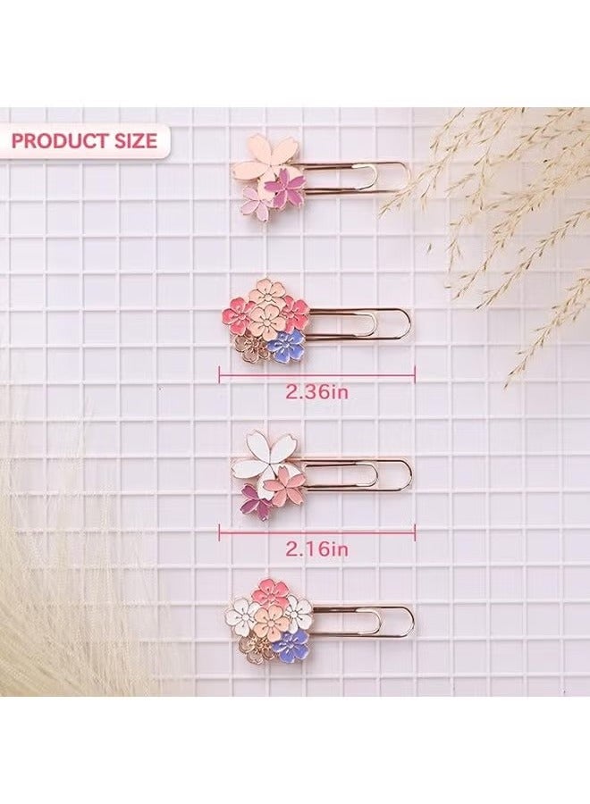 4 PCS Pink Flower Bookmarks, Paper Clip Bookmarks Metal Bookmark Set Kids and Girls Book Marker Decorative Floral Bookmarks Student Stationery Supplies for Reader, Book Lovers, Writers - Image 5