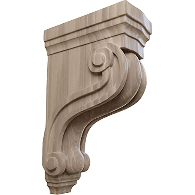 COR03X06X10TSWA BOSTON TRADITIONAL SCROLL WOOD CORBEL, 3 3/8"W X 6 1/2"D X 10 1/2"H, WALNUT - Image 1
