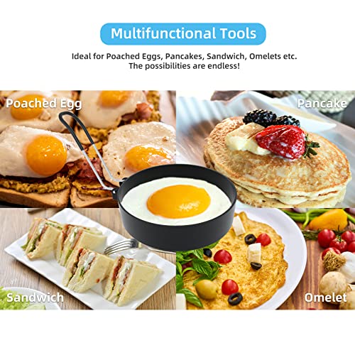 Ameupin Stainless Steel Egg Rings for Frying Eggs（4 Pack） - 3.5" Round Non Stick Griddle Rings with Oil Brush, Egg Sandwich/Pancake/Cooking Molds, Breakfast Maker Accessories & Egg Separator - Image 2