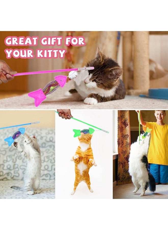Sage Square Interactive Cat Toy Wand For Indoor Cats & Kittens, Cute Kitty Toys For Boredom, Fun Teaser Stick With Feathered Tassles & Dangling Toy  - Image 5