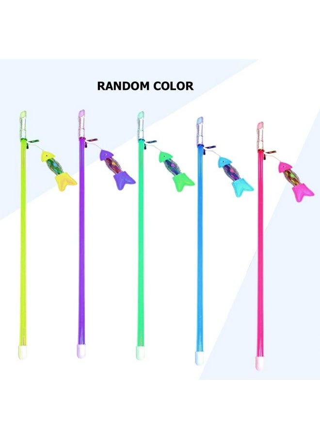 Sage Square Interactive Cat Toy Wand For Indoor Cats & Kittens, Cute Kitty Toys For Boredom, Fun Teaser Stick With Feathered Tassles & Dangling Toy  - Image 4