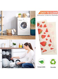 Patelai Mixed Fruit Swedish Kitchen Dishcloths Reusable Dish Towels Absorbent And Fast Dry Cleaning Cloths For Kitchen Blueberry Cherry Strawberry Lemon Pineapple Watermelon Cleaning Wipes (6 Pieces)  - Image 4