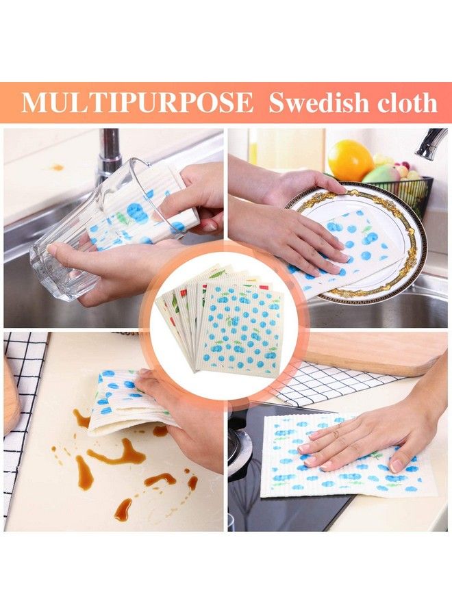 Patelai Mixed Fruit Swedish Kitchen Dishcloths Reusable Dish Towels Absorbent And Fast Dry Cleaning Cloths For Kitchen Blueberry Cherry Strawberry Lemon Pineapple Watermelon Cleaning Wipes (6 Pieces)  - Image 5