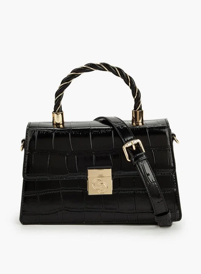 سيليست Textured Satchel Bag With Top Handle
