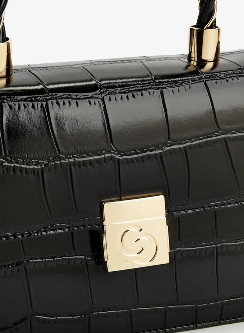 Celeste BLACK Textured Satchel Bag With Top Handle for Women | Best Price UAE