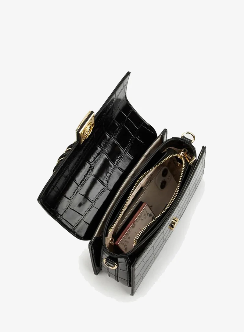 Celeste BLACK Textured Satchel Bag With Top Handle for Women | Best Price UAE