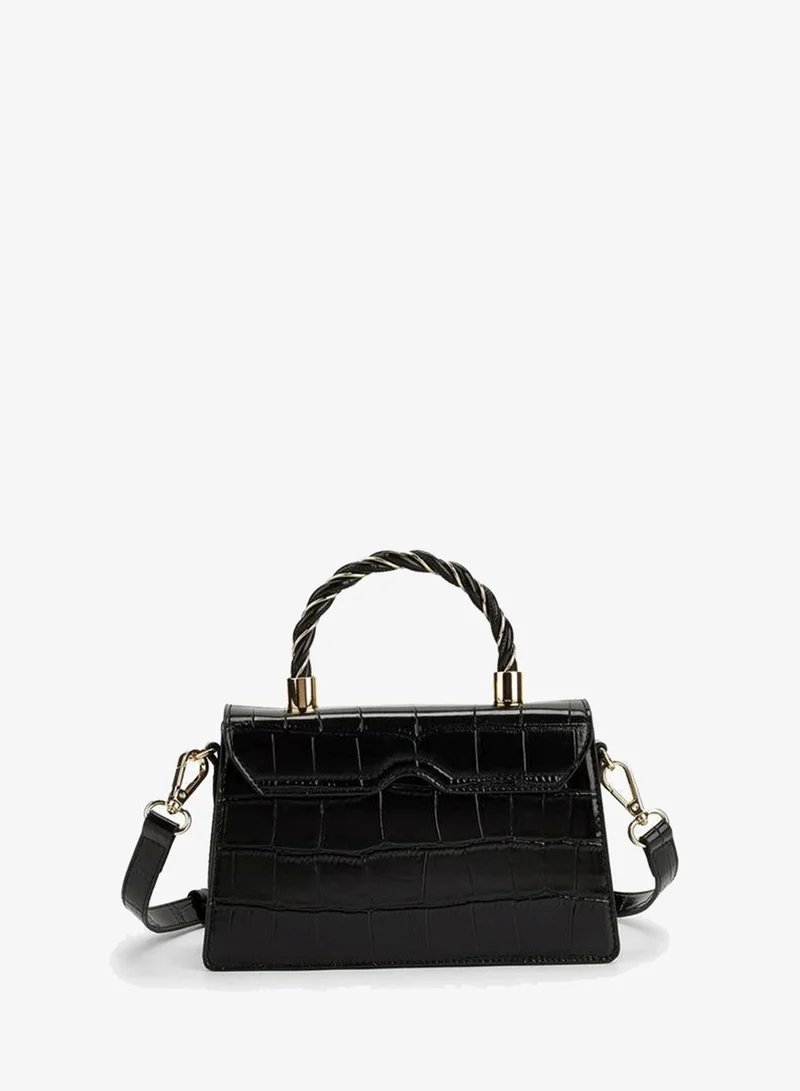Celeste BLACK Textured Satchel Bag With Top Handle for Women | Best Price UAE
