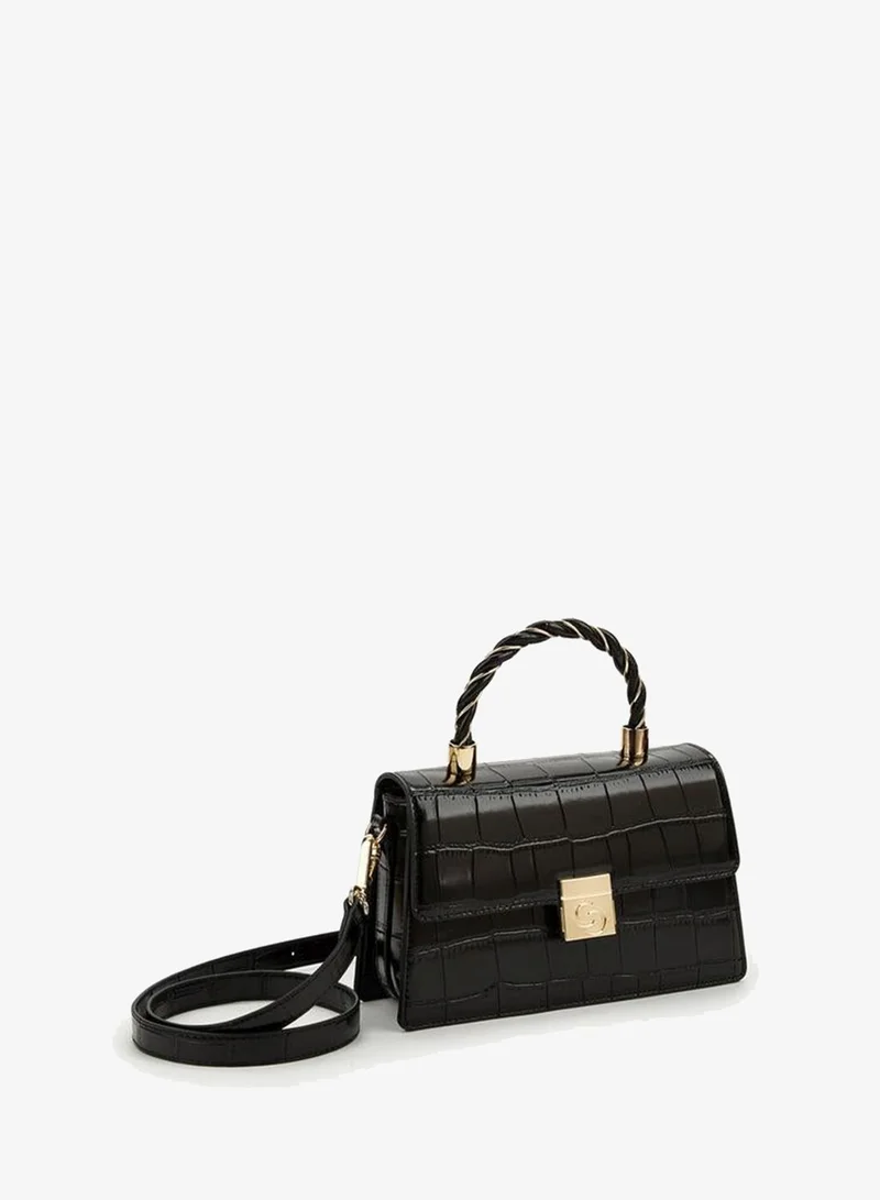 Celeste BLACK Textured Satchel Bag With Top Handle for Women | Best Price UAE