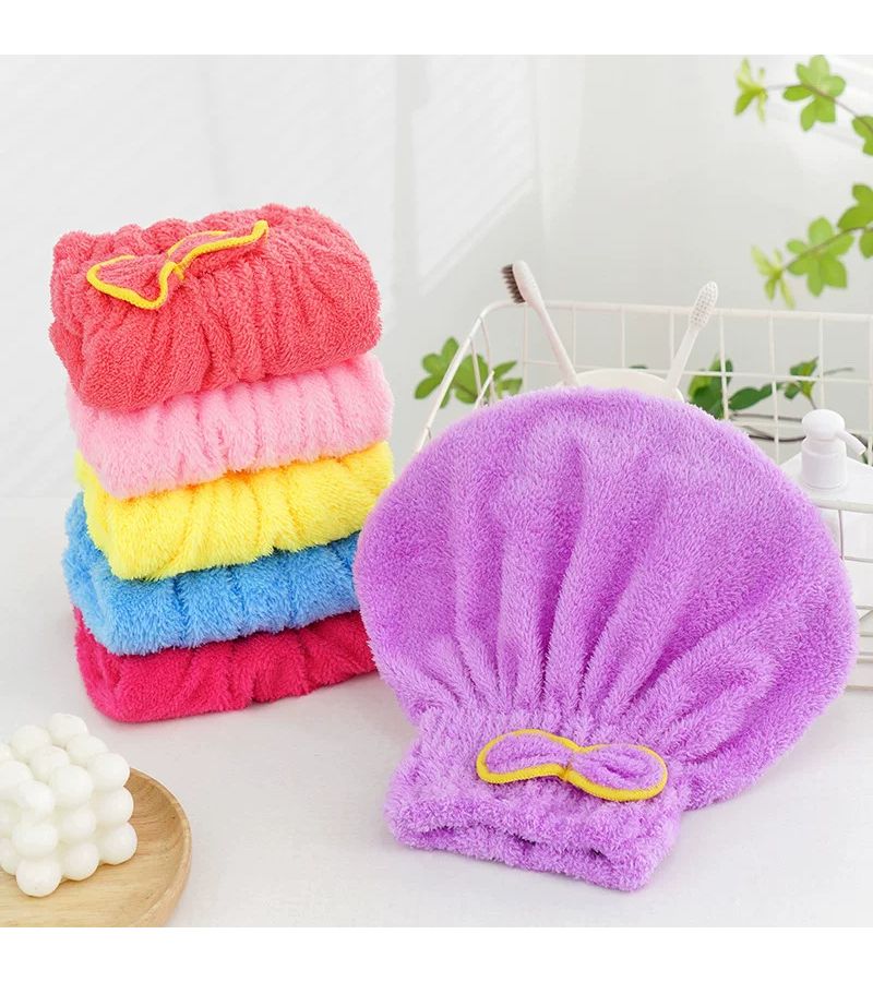 Pink Quick Dry Hair Cap Chef Style Hat Soft Microfiber Towel Wrap For Women - Image 2
