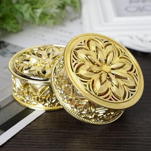 Awadh Acrylic Golden Decorative Box for Mini Storage For gift Mini Storage Diwali Gift box Deepawali Ring Jewellery Candy Dry Fruits Container Case DIY Round Shape Pack Of 6 - Image 3