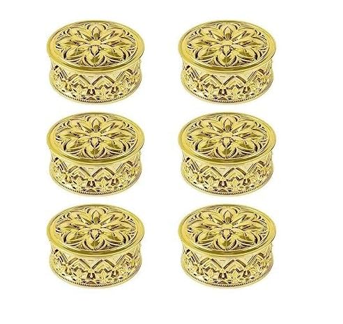 Awadh Acrylic Golden Decorative Box for Mini Storage For gift Mini Storage Diwali Gift box Deepawali Ring Jewellery Candy Dry Fruits Container Case DIY Round Shape Pack Of 6 - Image 1