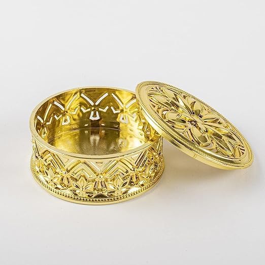 Awadh Acrylic Golden Decorative Box for Mini Storage For gift Mini Storage Diwali Gift box Deepawali Ring Jewellery Candy Dry Fruits Container Case DIY Round Shape Pack Of 6 - Image 2