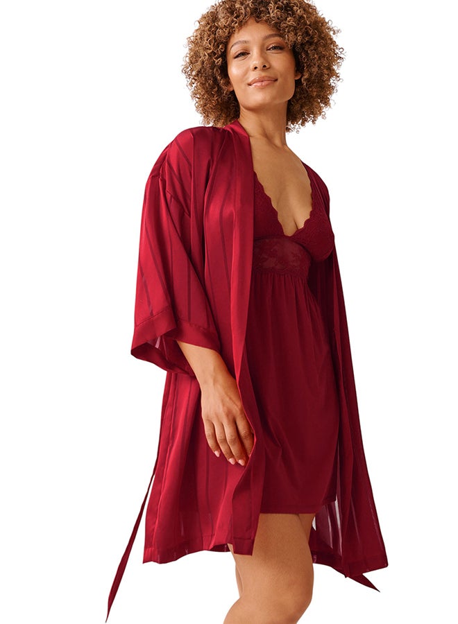 La Vie en Rose Shadow Stripe Satin Kimono - Image 1