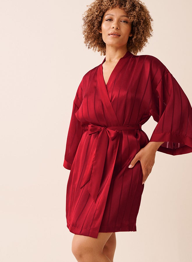 La Vie en Rose Shadow Stripe Satin Kimono - Image 2
