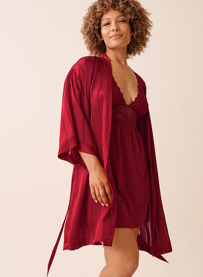 La Vie en Rose Shadow Stripe Satin Kimono - Image 5