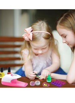 MUMS PLANET Kids Makeup Kit for Girls Toys, Nail Kit for Girls with Nail Dryer, Nail Stickers, Safe&Non-Toxic Kids Nail Polish Set for Girls from 6Years Old Nail Glam Salon Great Little Girls Toys for Christmas  - Image 3