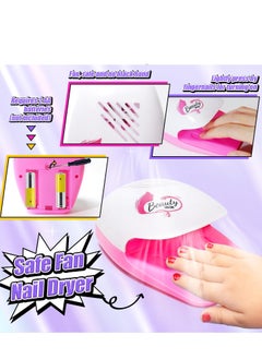 MUMS PLANET Kids Makeup Kit for Girls Toys, Nail Kit for Girls with Nail Dryer, Nail Stickers, Safe&Non-Toxic Kids Nail Polish Set for Girls from 6Years Old Nail Glam Salon Great Little Girls Toys for Christmas  - Image 2
