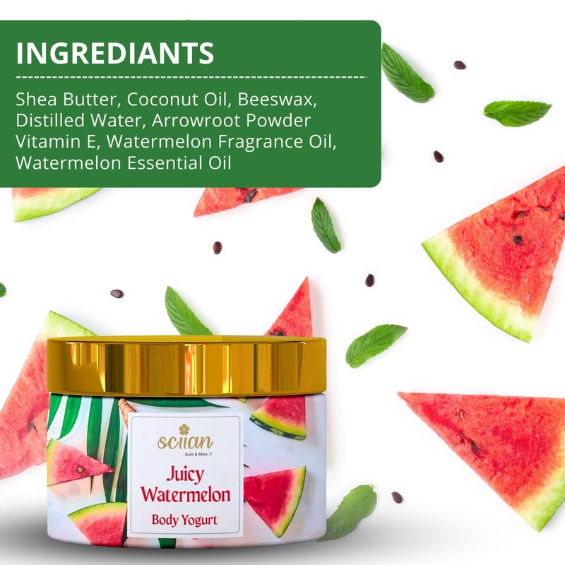 SCIIAN Body Yogurt-Watermelon (200ml) | Body Yogurt for Women & Men | Oil Free Moisturizer | Body Butter for Deep Hydration & Nourish Skin with Vitamin E | Body Cream for 48hrs Moisturization - Image 3