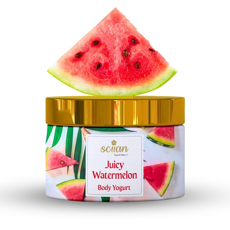 SCIIAN Body Yogurt-Watermelon (200ml) | Body Yogurt for Women & Men | Oil Free Moisturizer | Body Butter for Deep Hydration & Nourish Skin with Vitamin E | Body Cream for 48hrs Moisturization - Image 1