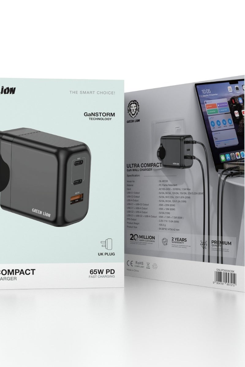 GREEN LION GaN Wall Charger / Fast Charger / PD+QC 65W / Quick Charge - Image 4