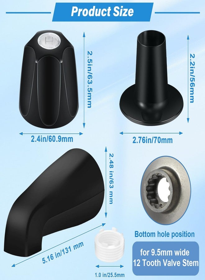 Coolfell Tub Shower Trim Kit, Matte Black 3 Piece Shower Knob and Bath Tub Spout, for Price/Pfister Verve 3 Handles and Tub Shower Faucet, for 1/2'' Pipe MALE Thread Connection, 3/4'' IPS Pipe Inside Thread - Image 2