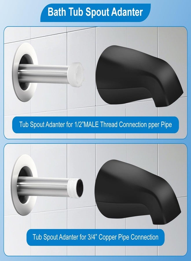 Coolfell Tub Shower Trim Kit, Matte Black 3 Piece Shower Knob and Bath Tub Spout, for Price/Pfister Verve 3 Handles and Tub Shower Faucet, for 1/2'' Pipe MALE Thread Connection, 3/4'' IPS Pipe Inside Thread - Image 4