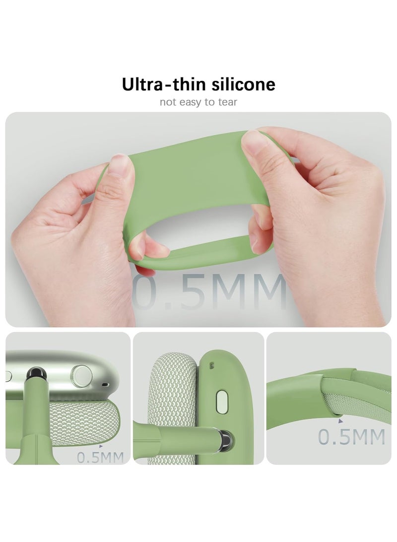 أنمي سماعة رأس من السيليكون، خاص بسماعات Apple AirPods Max 4 في 1، غطاء أكواب أذن TPU ناعم/غطاء وسادة الأذن/غطاء غطاء وسادة الأذن/غطاء غطاء واقي لسماعة الرأس (أخضر)  - Image 5
