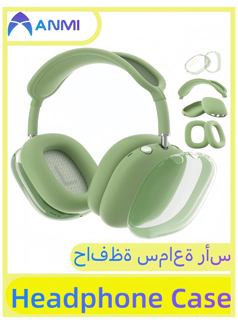أنمي سماعة رأس من السيليكون، خاص بسماعات Apple AirPods Max 4 في 1، غطاء أكواب أذن TPU ناعم/غطاء وسادة الأذن/غطاء غطاء وسادة الأذن/غطاء غطاء واقي لسماعة الرأس (أخضر)  - Image 1