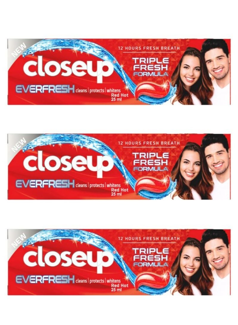 Closeup 3 Pieces Of Red Hot Gel Toothpaste3*25ml - Image 1