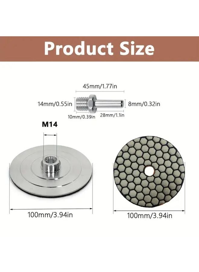 8pcs 4 Inch Dry Polishing Pads Kit For Angle Grinder Stone Granite Marble - Image 3