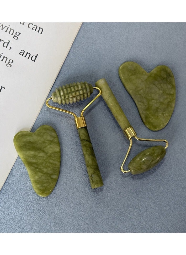 general 4 Pieces Jade Roller Facial Ridged Roller Kits Skin Roller with Gua Sha Scraping Massage Tools Anti Aging and Wrinkles for Face Eye Neck Good Gift Idea Green Ridged Roller Green Jade Roller
