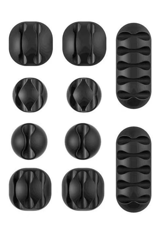 Ant Cable Organizer 10-Piece Multifunction Adhesive Cord Holders Cable Clips for Cable Management and Wire Organization Home Office Car Desk Nightstand Black - Image 1