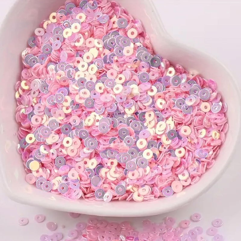 INDIKONB INDIKONB Sequins Round Shape 4mm Sitara Sequins with Holes for Embroidery Crafts Scrapbooking Decorative Sequins for Embroidery Work Craft Projects DIY Scrapbooking Accessories Pack of 100 gms 3000 pcs Light Pink  - Image 1