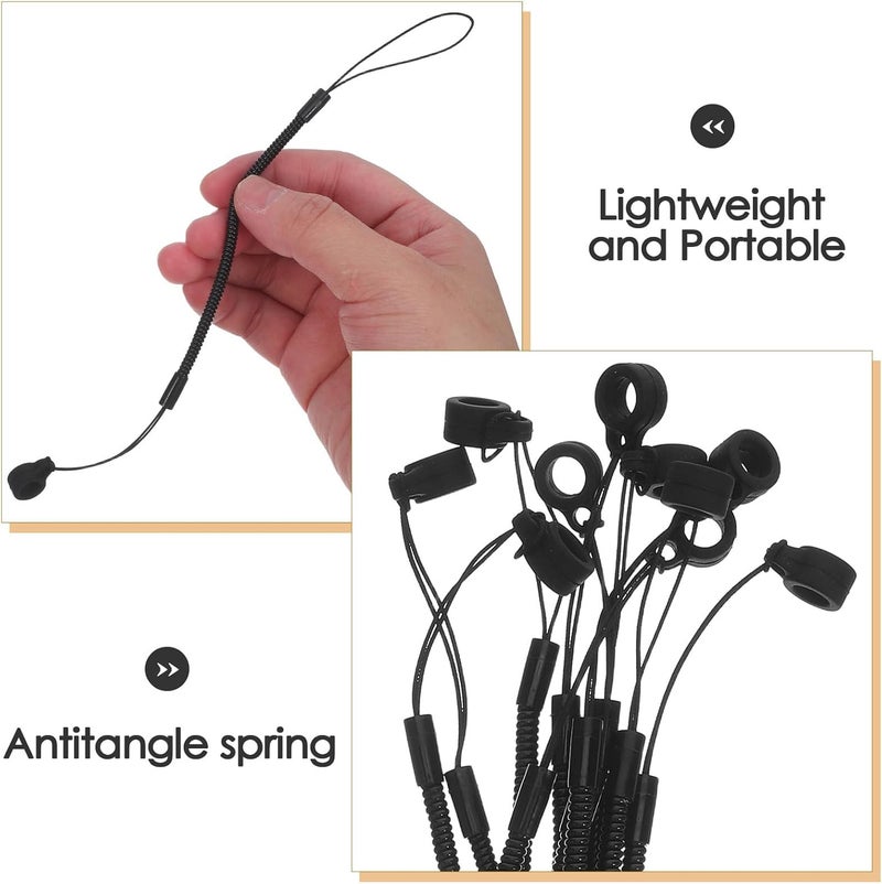 Toddmomy 10pcs Retractable Lanyard for Stylus Pen | 17CM Black Elastic Pencil Tether Spring Rope | Portable Lanyards for Classrooms Offices Parties & Festivals 6MM ID Loop - Image 3