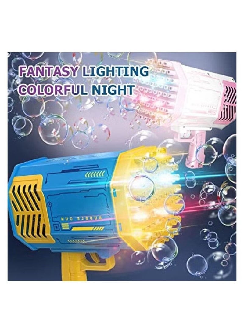 بازوكا مسدس تصويب الفقاعات ، آلة تصويب الفقاعات ذات 69 فتحة مع أضواء ملونة وحل الفقاعات للأطفال والفتيات - Image 3