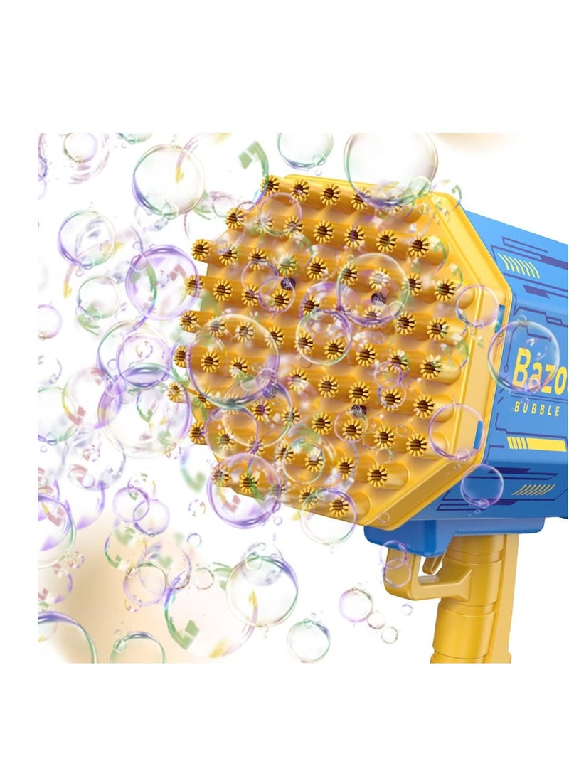 بازوكا مسدس تصويب الفقاعات ، آلة تصويب الفقاعات ذات 69 فتحة مع أضواء ملونة وحل الفقاعات للأطفال والفتيات - Image 2