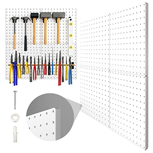 Hogurity Hogurity Peg Board 4 Pack Metal Pegboard Panels White Pegboards Wall Organizer with Bent Frame Large Heavy Duty Peg Board for Walls Home Garage Tool Storage Office Organization Craft Room Kitchen 