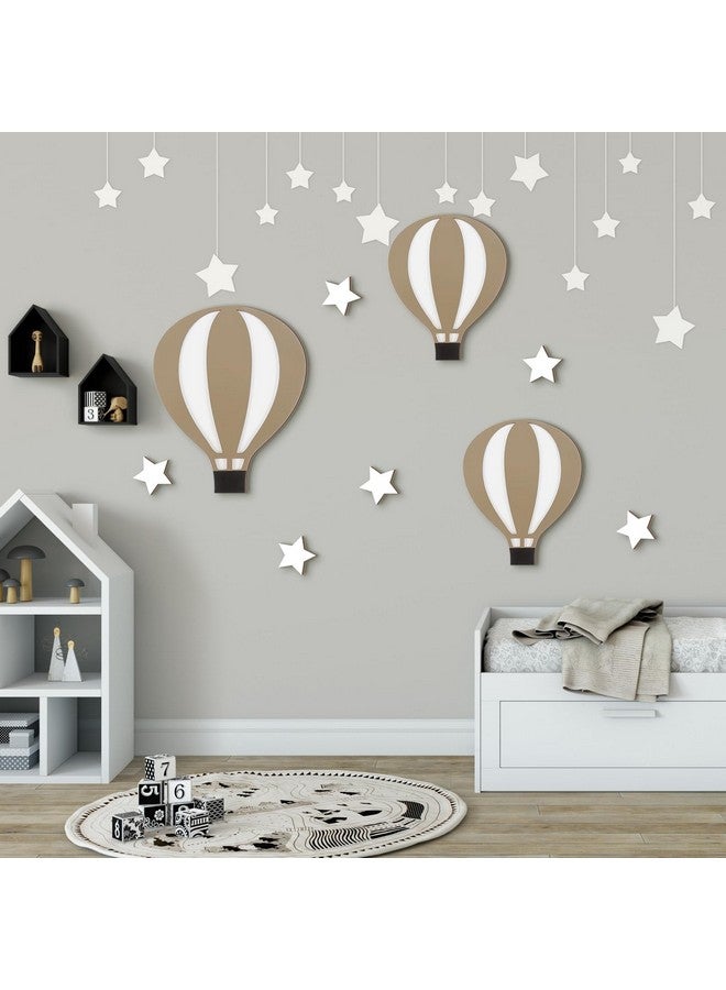 Soaoo 9 Pcs Hot Air Balloon Decorations Nursery Wall Decor Boho Wooden Sign Hot Air Balloon Nursery Decor Hot Air Balloon Baby Shower Decorations for Bedroom Classroom Playroom Wall Art - Image 5