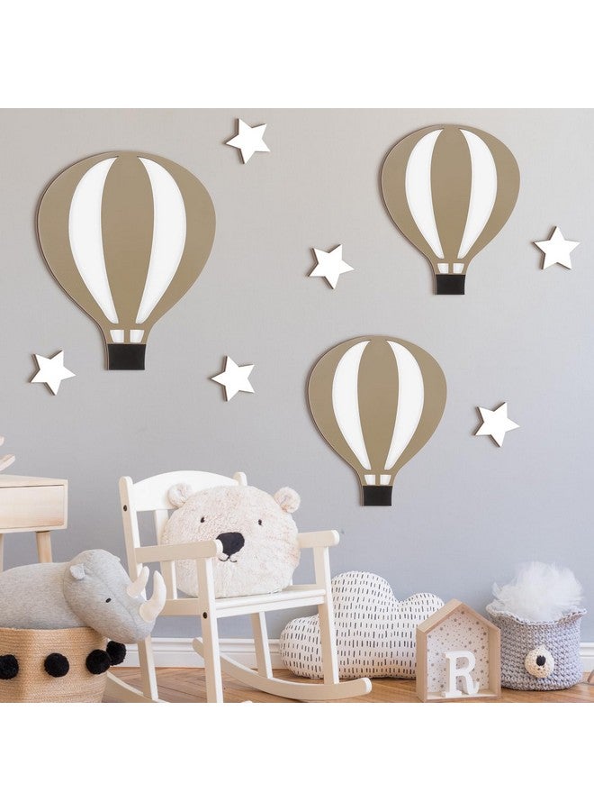 Soaoo 9 Pcs Hot Air Balloon Decorations Nursery Wall Decor Boho Wooden Sign Hot Air Balloon Nursery Decor Hot Air Balloon Baby Shower Decorations for Bedroom Classroom Playroom Wall Art - Image 3