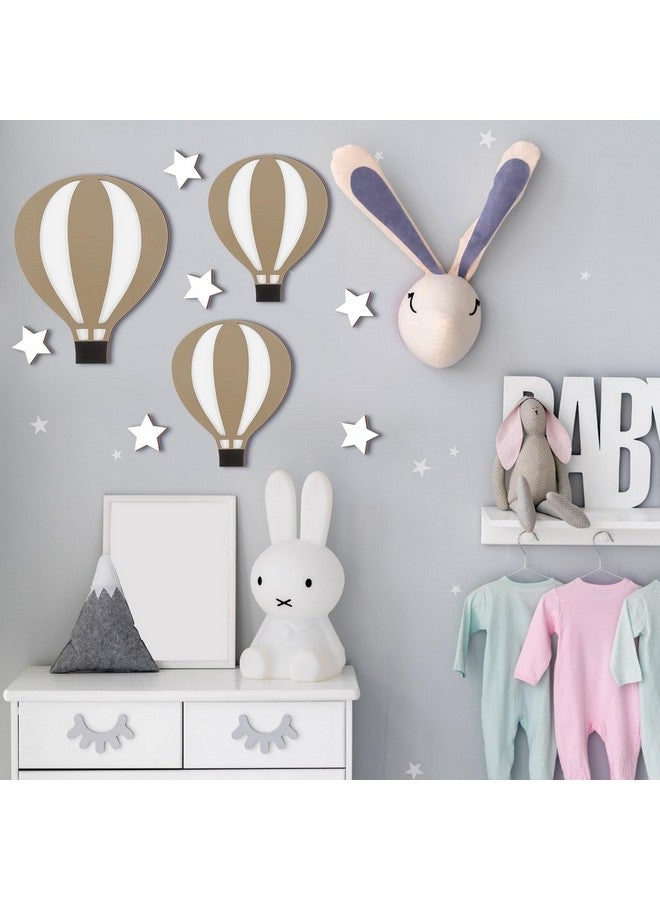 Soaoo 9 Pcs Hot Air Balloon Decorations Nursery Wall Decor Boho Wooden Sign Hot Air Balloon Nursery Decor Hot Air Balloon Baby Shower Decorations for Bedroom Classroom Playroom Wall Art - Image 4