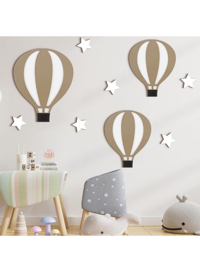 Soaoo 9 Pcs Hot Air Balloon Decorations Nursery Wall Decor Boho Wooden Sign Hot Air Balloon Nursery Decor Hot Air Balloon Baby Shower Decorations for Bedroom Classroom Playroom Wall Art - Image 1