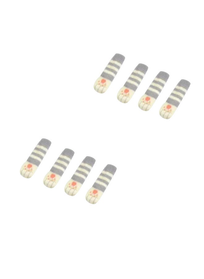 نيبمينينت 8-Piece Thick Non-Slip Chair Foot Cover رمادي/ أبيض