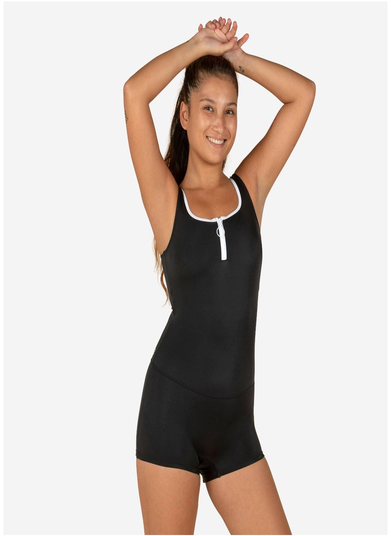 NABAIJI NABAIJI by DECATHLON, Women One-Piece Heva Swimsuit Shorty Zip Supportive & Quick-Dry Black  - Image 1