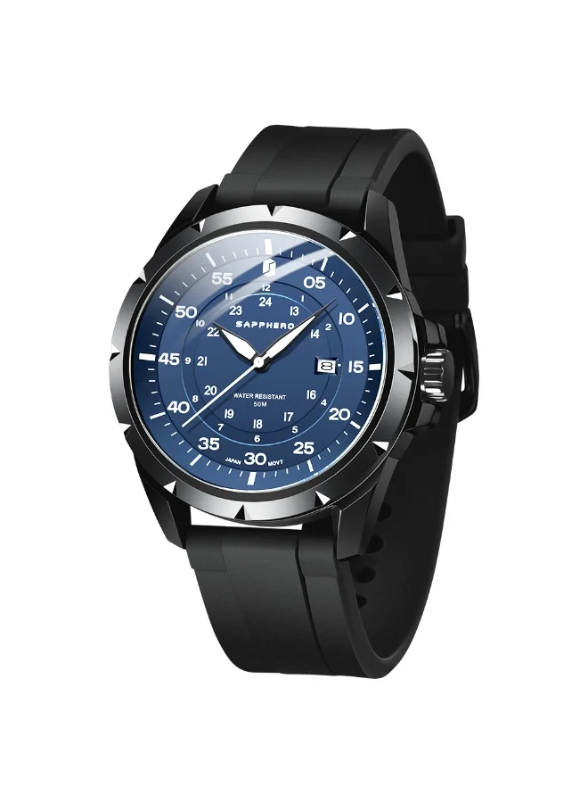 SAPPHERO Men's Silicone Waterproof Watch 5ATM Japanese Quartz Movement Stainless Steel Case Men's Watch Date Design Sport Casual Business Best Gift for Men