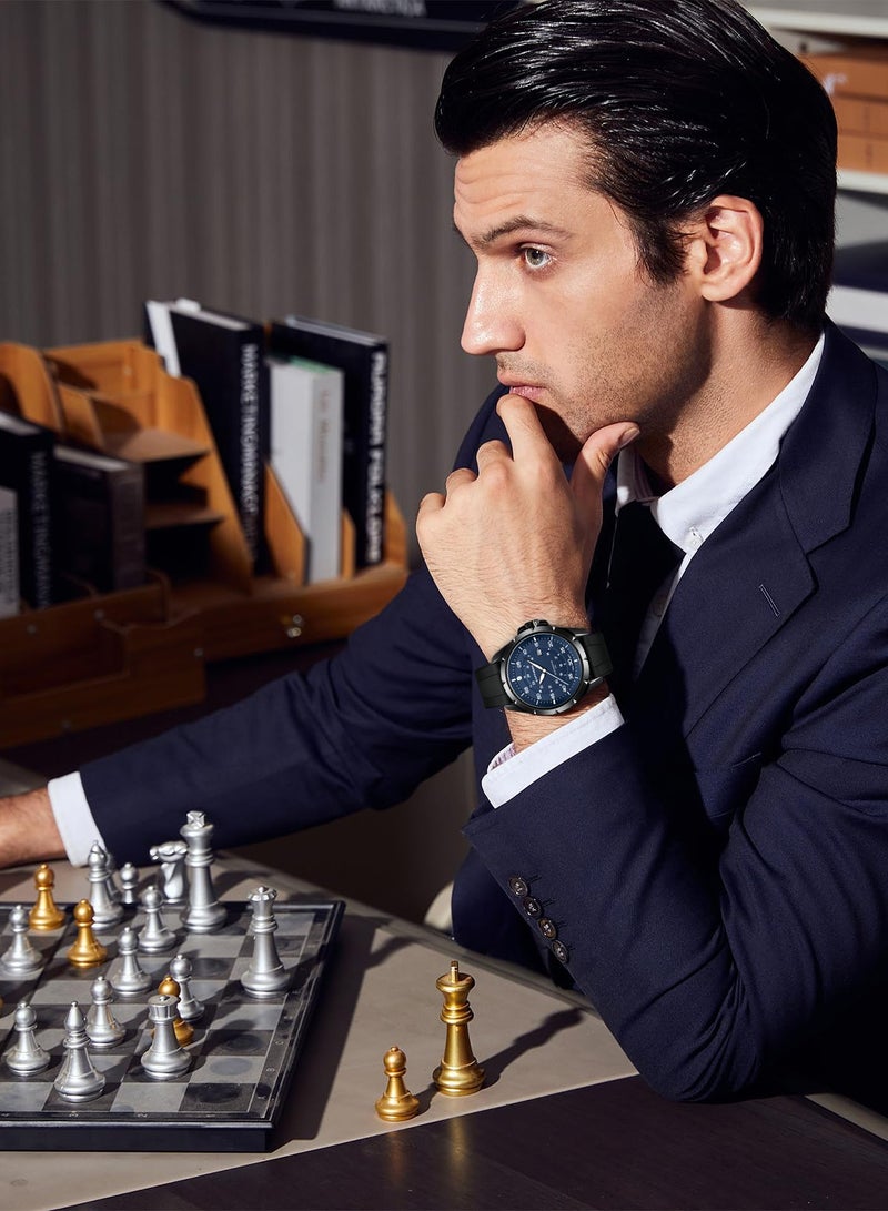 SAPPHERO Men's Silicone Waterproof Watch 5ATM Japanese Quartz Movement Stainless Steel Case Men's Watch Date Design Sport Casual Business Best Gift for Men - Image 4