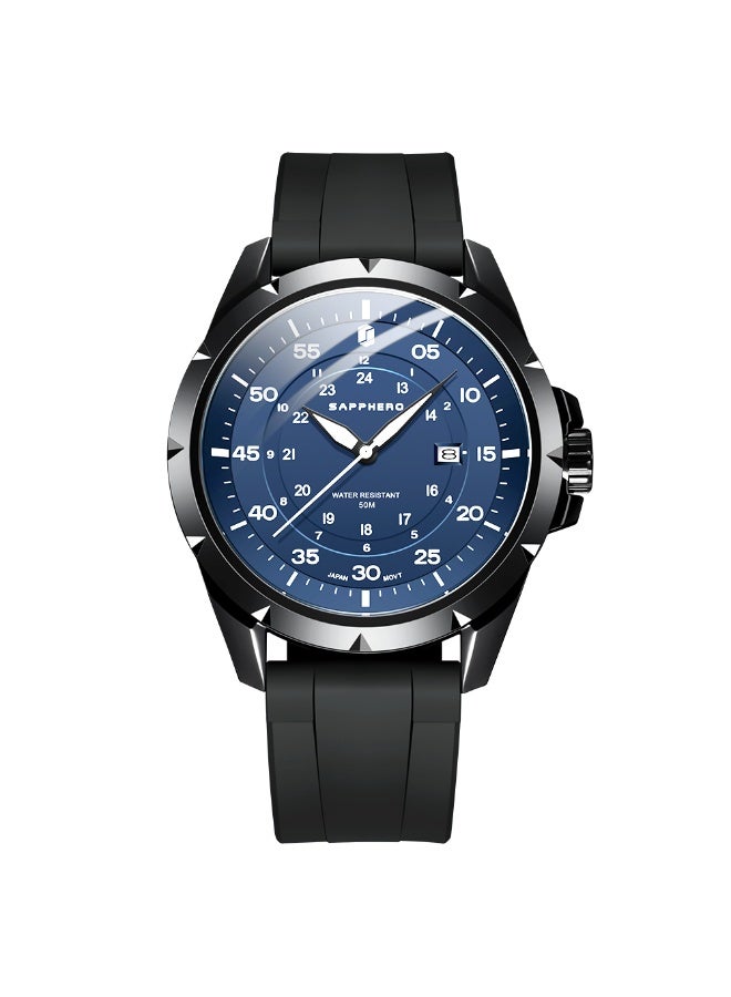 SAPPHERO Men's Silicone Waterproof Watch 5ATM Japanese Quartz Movement Stainless Steel Case Men's Watch Date Design Sport Casual Business Best Gift for Men - Image 5