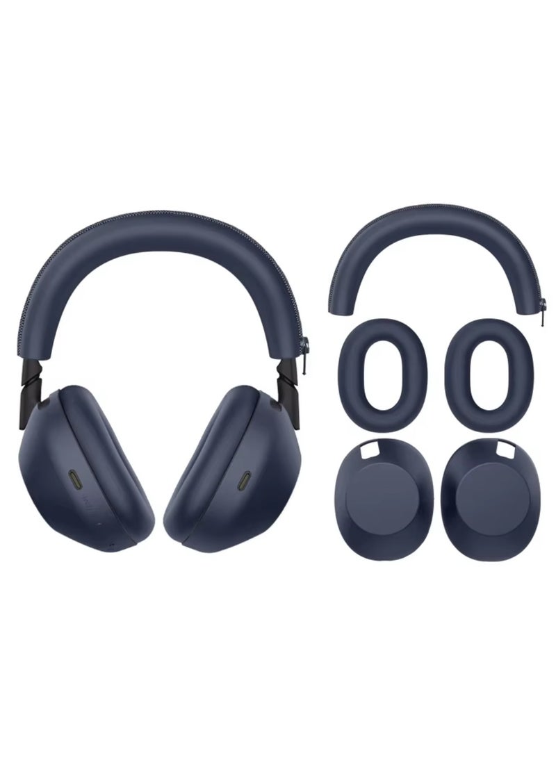 Headphone Cover for Sony WH-1000XM6 3-in-1 Silicone Case Skin Full Set Headband Protector Inner Outer Ear Cushion Covers For Sony WH-1000 XM6 Accesories (Navy Blue)  - Image 1