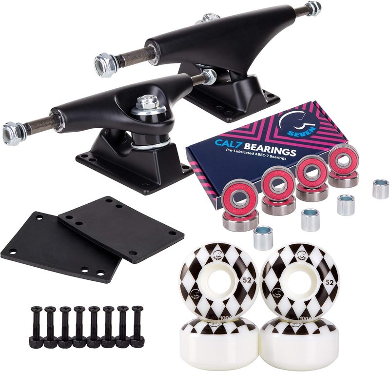 Cal 7 Skateboard Complete Combo with 139 mm Trucks, 52 mm Wheels, Bearings, Durable Skateboard Hardware Kit, Starter Set for Standard Skateboards - Image 2
